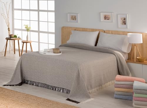 Estoralis - Perugia Multipurpose Bedspread Sofa Bedspread Foulard Plaid for Bed Sofa Comfortable and Soft Polyester Cotton (230 x 260 cm, Yellow)