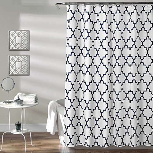 "Lush Decor Navy Bellagio Fabric Shower Curtain, Bathroom Accessories, (72"" x 72"")"