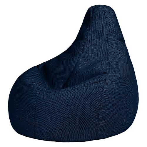 icon Performance Mesh XL Gaming Bean Bag Chair, Navy Blue, Large Adult Bean Bag with Filling Included, Comfy Chair, Bedroom Furniture, Gamer Gifts, Gaming Room, Gaming Room Accessories