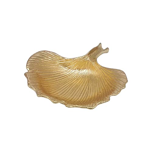 Metal Jewelry Dish, Small Leaf Shaped Ring Holder Jewelry Organizer, Trinket Dish Vanity Tray for Dresser Christmas Birthday Wedding Gifts Ginkgo-Gold