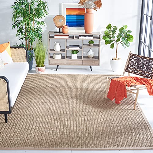 Safavieh Natural Fiber Rug for Living Room, Dining Room, Bedroom - Natural Fiber Collection, Short Pile, in Natural and Beige, 240 x 240 cm