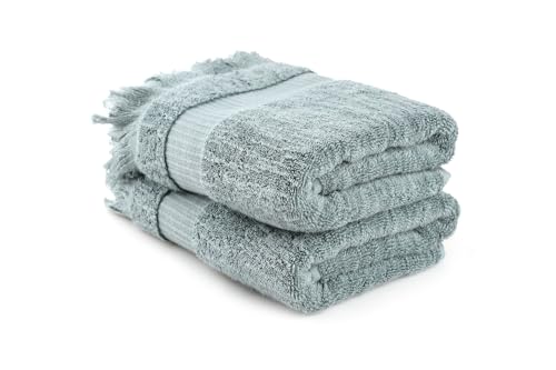Foutastic Luxury Green Bath Towel Set (2-Piece) 100% Cotton 75 x 150 cm 550 GSM - Machine Washable at 40 C - Soft and Absorbent