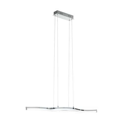 EGLO Lasana 2 LED Pendant Light 2-Bulb Pendant Light Made of Aluminium, Steel, Plastic, Colour: Chrome, White, Length: 91.5 cm