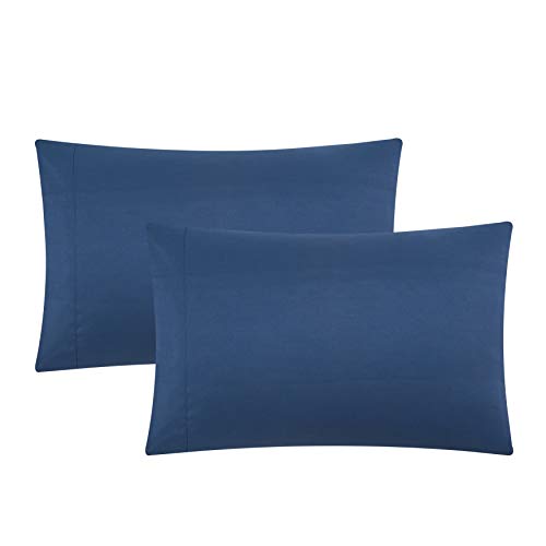 "EVOLIVE King Size Pillowcases Set of 2, Ultra Soft Brushed Microfiber Pillow Covers, 20"" x 40"", Envelope Closure, Soft, Breathable and Easy Care (Navy, 20""x40"" King)"