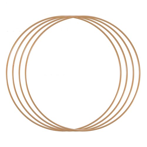 Vaessen Creative Metal Ring Antique Gold Circle of ?? 11.8 inches (30 cm), 4 Pieces of 3 mm Thick Wire Wreath Frame, Floral Hoop for Crafts, Macrame and Dream Catchers