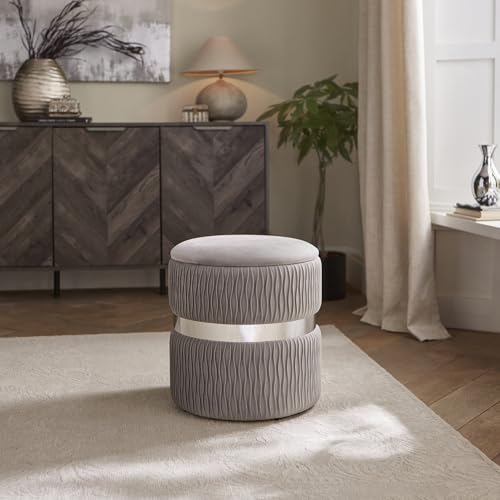 GFW Eden Soft Velvet Storage Stool Grey