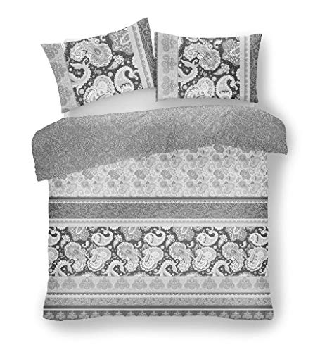 Gaveno Cavailia Luxurious KIRA Bed Set with Duvet Cover and Pillow Cases, Polyester-Cotton, Grey, Double