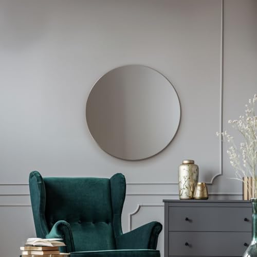 MirrorOutlet YC020-1 Extra Large All Glass Modern Bevelled Square Corner Wall Mirror 120 x 80 CM, Frameless, Rectangular