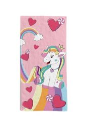 hermet Unicorn Beach Towel for Girls, 70 x 140 cm, Beach or Pool Towel with Unicorn Designs, 100% Soft Cotton, Lightweight and Practical