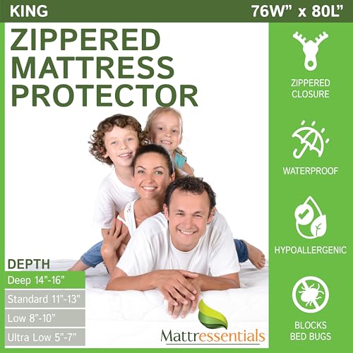 Zippered King Mattress Protector - Bed Bug Waterproof Mattress Cover, Premium Quality Hypoallergenic Encasement
