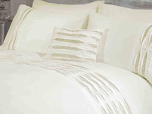 Rapport Home Diamante Filled New Oblong Cushion Boudoir Pleated Modern, 30 x 40cm, Polyester, Cream, 39.5x29.5x7.5 cm (Pack of 1), CRYSCC-BOUD-CREM