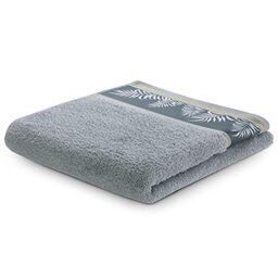 AmeliaHome Bath Towel 100% Cotton 70 x 140 cm Border Fern Grey Silver Pavos