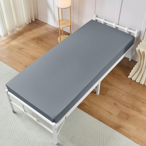 VACVELT Cot Fitted Sheet, 31 x 75 Inch Silver Grey Cot Sheets, Ultra Soft and Breathable Microfiber Bed Cover Snug Fit for Narrow Twin/RV Bunk/Camper Bunk/Guest Beds/Trifold Mattress
