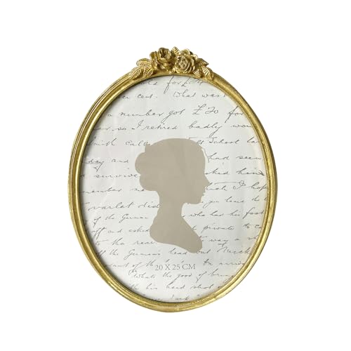Sunlit Vintage Picture Frame 8x10 Inch, Oval Antique Photo Frames with Glass Front, Luxury Photo Display, Tabletop Wall Hanging, Gift Ideas, Golden Rose