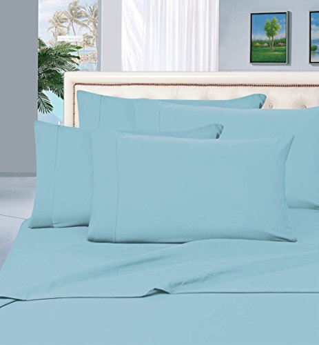 Elegant Comfort 1500 Thread Count Egyptian Quality 6 Piece Wrinkle Free and Fade Resistant Luxurious Bed Sheet Set, Full, Aqua