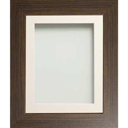 Frame Company Watson Brown Picture Photo Frame fitted with Perspex, 14x11 inch with Ivory Mount for image size 12x8 inch