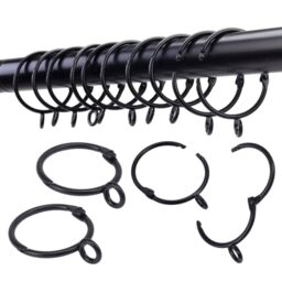 Openable Curtain Rings with Eyelet,24PCS Curtain Rings,Drapes Rings 32mm Interior Diameter Black TXZWJZ