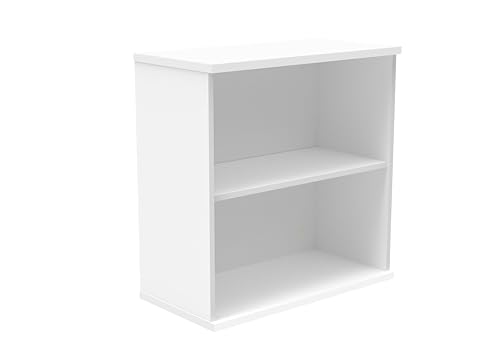 Office Hippo Heavy Duty 2 Tier Bookcase, Book Filing Cabinet, Storage Unit With Adjustable Shelf & Feet, Bookshelf Bookcase Suitable For Home Office & Workplace, Arctic White, 40D x 80W x 81.6Hcm