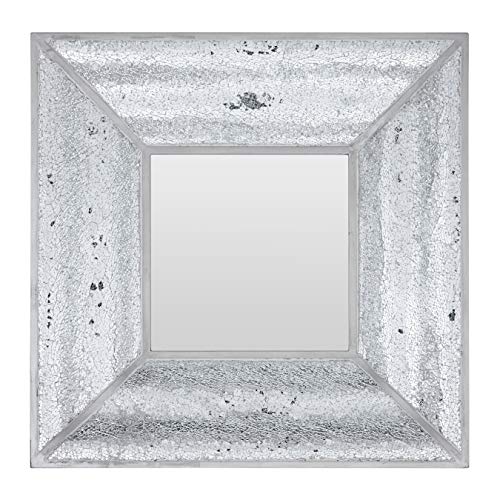 Premier Housewares Housewares Silver Wall Mirror For Garden And Bedroom Reflective Square Bathroom Mirrors Wall Mounted Contemporary Mosaic Design Hallway Walls Mirrors 71 x 8 x 71
