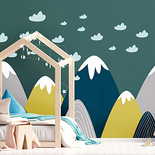 Ambiance Stickers Scandinavian Nordic Mountains Wall Decals, DIY Home Decor, Peel and Stick Removable Stickers, Waterproof and Self Adhesive Wall Art - H55 x L95 CM