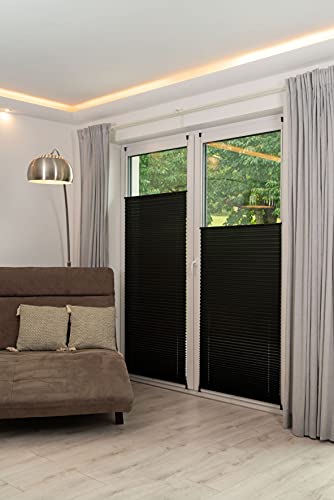Khome Klemmfix Pleated Blind, Polyester, Black, 115 x 130 cm