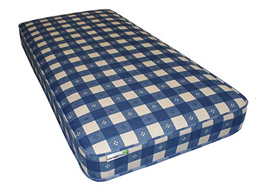 "Starlight Beds Blue Check Small Single Mattress for Kids. Dual-Sided Sprung Mattress with Durable Sleep Surface. 6.5"" Deep (2ft6 x 6ft3 / 75x190x16.5cm)"