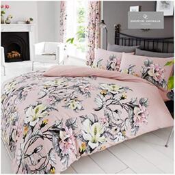 Gaveno Cavailia Luxurious Eden Bed Set with Duvet Cover and Pillow Case, Polyester-Cotton, Pink, Double