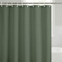 Americanflat 71x74 Solid Green Shower Curtain - 100% Polyester, Water-Resistant Bath Curtain with Metal Grommets and 12 Rings - Long Shower Curtains for Bathroom