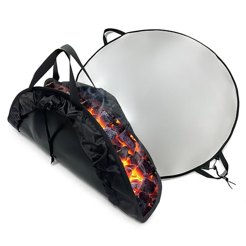 Relaxdays fireproof mat, round, BBQ & fire pit, Ø 60 cm, fire protection mat, 5-layer, black/silver