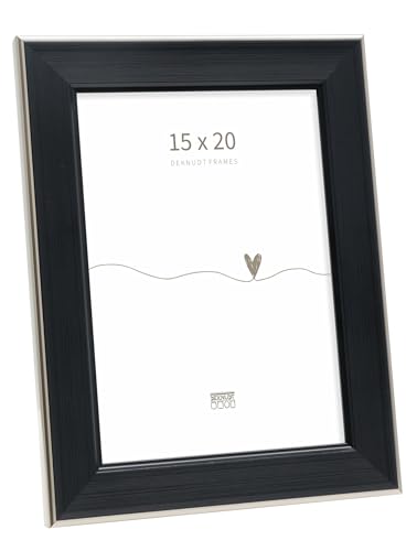 Deknudt Frames - classic photo frame for 15 x 20 cm photo - black with silver bevel - for photos, posters or posters - S244E2 - to stand or hang