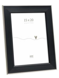 Deknudt Frames - classic photo frame for 15 x 20 cm photo - black with silver bevel - for photos, posters or posters - S244E2 - to stand or hang