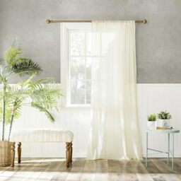 "Archaeo 100% Cotton Sheer Curtain, 50"" x 84, Cream"