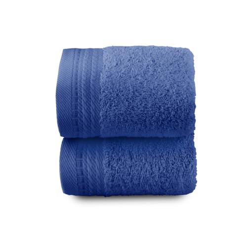 Top Towel - Premium - Large Bath Towels - Bath Towels - 2 Face Towels or Bidet -30x50cm - 100% Cotton - 600g - Blue
