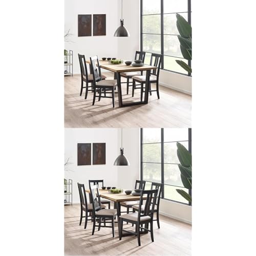 Julian Bowen Hilton Dining Table & 6 Dining Chairs, Black - H96xW180xD90cm