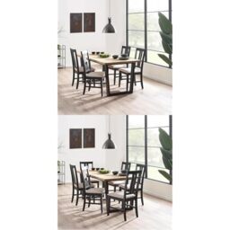Julian Bowen Hilton Dining Table & 6 Dining Chairs, Black - H96xW180xD90cm