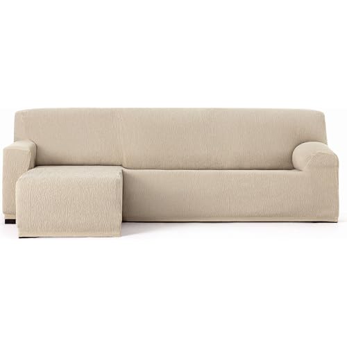 ECOMMERC3 Universal and Versatile Chaiselong Short Left Arm Sofa Cover ??? Ecru Chaise Lounge Protector Easy to Install for Back, Seat and Arms