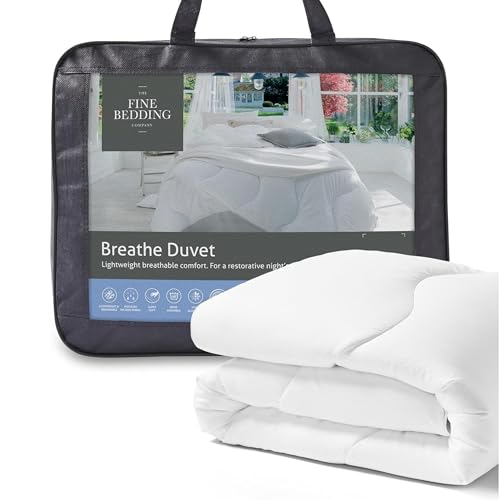 The Fine Bedding Company Breathe Double Duvet 10.5 Tog – Lightweight All Seasons Duvet with Recycled Eco Smartfil®, Hypoallergenic and Washable, Hotel Quality Quilt – Double Bed Size