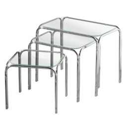 Premier Housewares Nest of Tables with Glass Top and Chrome Legs, Set of 3, 39 x 46 x 30 cm