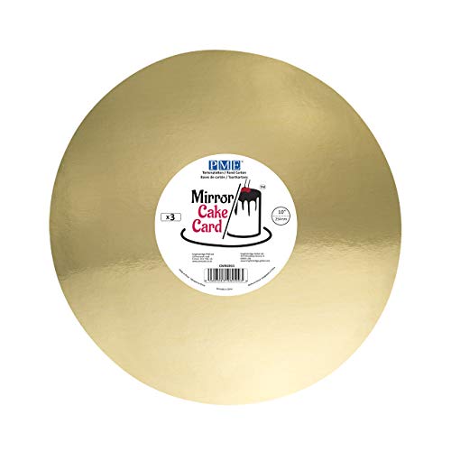 PME CMRG915 Mirror Cake Card Round-Metallic Gold-Pack of 3, 25cm/10 Inch