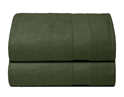 BELIZZI HOME Bath Sheet 2 Pack, 100% Pure Cotton, Olive Green, Ultra Soft & Highly Absorbent, Machine Washable, 35x70 inch