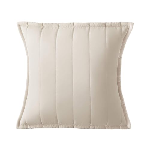 Silentnight Supersoft Quilted Cushion - Stylish Soft Touch Super Comfy Bed Sofa Cushion - Retain Shape Filled with Bouncy Fibres - Removable Machine Washable Cover and Non-Iron Fabric 45x45cm, Natural