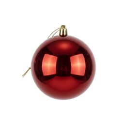 25cm Large Dark Red Bauble PVC Shatterproof Glossy Finish Christmas Balls Ornament - Festive Xmas Tree Hanging Decorations, Round Ornament for Holiday Home Decor