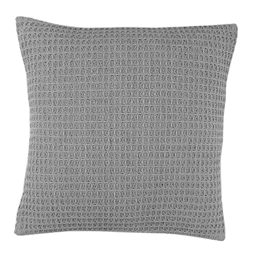 Appletree - Silver Grey Waffle Cushion (43 x 43cm) - 100% Cotton - Filling Included - Woven Cushion in Grey Silver - Silver Textured Cushion - Cushion with Cover Included/Cushion Insert - Home Decor
