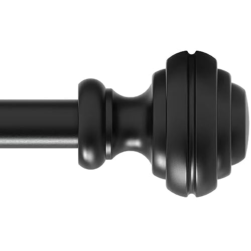 Heavy Duty Adjustable Decorative Curtain Rods, 48-84 inch, Modern Finials for Bedroom, Living Room, Patio and Kitchen