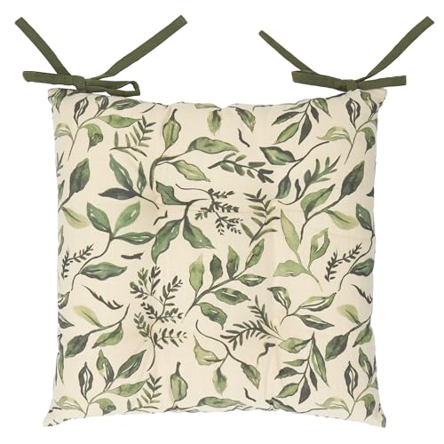 furn. Wylder Herb Garden Seat Pads – Pack of 2 – Reversible Botanical Nature Slub Cotton Tie Chair Cushions (Green – 40x40cm)