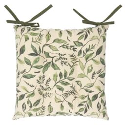 furn. Wylder Herb Garden Seat Pads – Pack of 2 – Reversible Botanical Nature Slub Cotton Tie Chair Cushions (Green – 40x40cm)