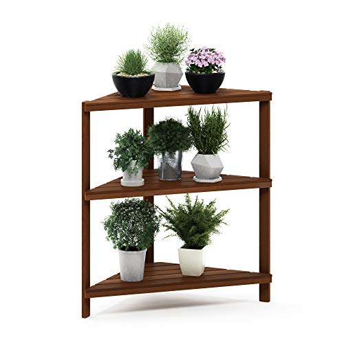 Furinno DALAM Plant Stand Outdoor, 3-Tier Corner Plant Shelf, Tiered Plant Stand Indoor, Outdoor, Patio, Garden, Balcony, Natural