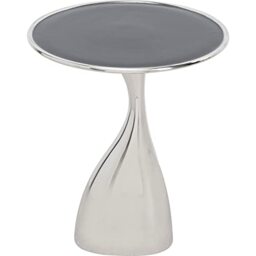 Kare Spacey Design Side Table, Silver, 36 cm - 15 kg max. Resilience, enamelled aluminium, handmade, elegant eye-catcher, easy to clean, for the living room
