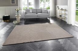 ELLE Decoration Panglao Soft Short Pile Rug (160 x 230 cm, High-Low Structure, Durable and Easy to Clean, Suitable for Underfloor Heating, for Living, Bedroom or Study) Cream, Beige
