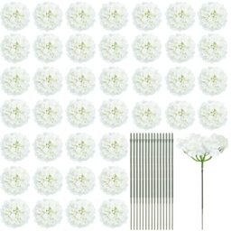 Hydrangea Silk Flowers Heads Pack of 60 Full Hydrangea Flowers with 100 Pcs Stems Faux White Flowers for Wedding Centerpieces Long Artificial Hydrangeas Bouquet Silk Hydrangea Heads for Home Garden